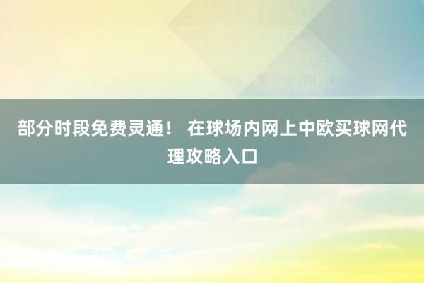 部分时段免费灵通！ 在球场内网上中欧买球网代理攻略入口