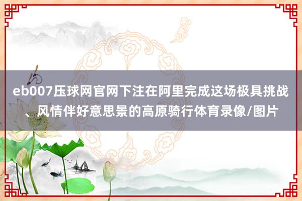 eb007压球网官网下注在阿里完成这场极具挑战、风情伴好意思景的高原骑行体育录像/图片