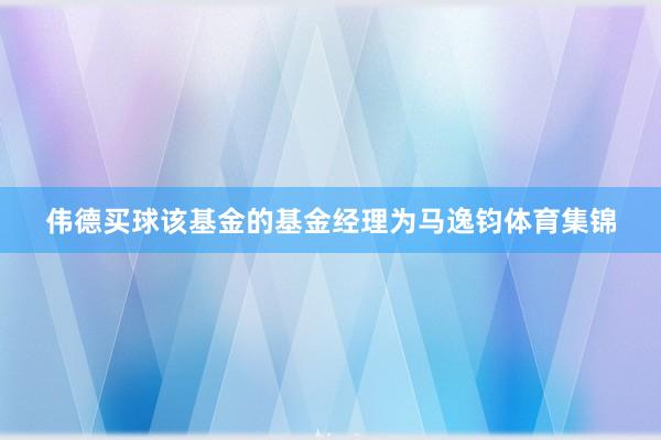 伟德买球该基金的基金经理为马逸钧体育集锦