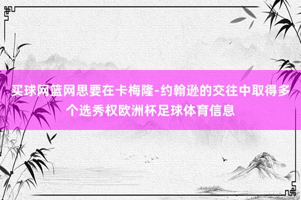 买球网篮网思要在卡梅隆-约翰逊的交往中取得多个选秀权欧洲杯足球体育信息