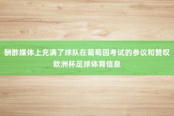 酬酢媒体上充满了球队在葡萄园考试的参议和赞叹欧洲杯足球体育信息