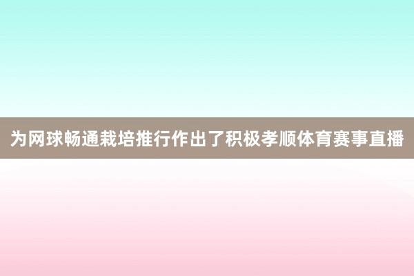 为网球畅通栽培推行作出了积极孝顺体育赛事直播